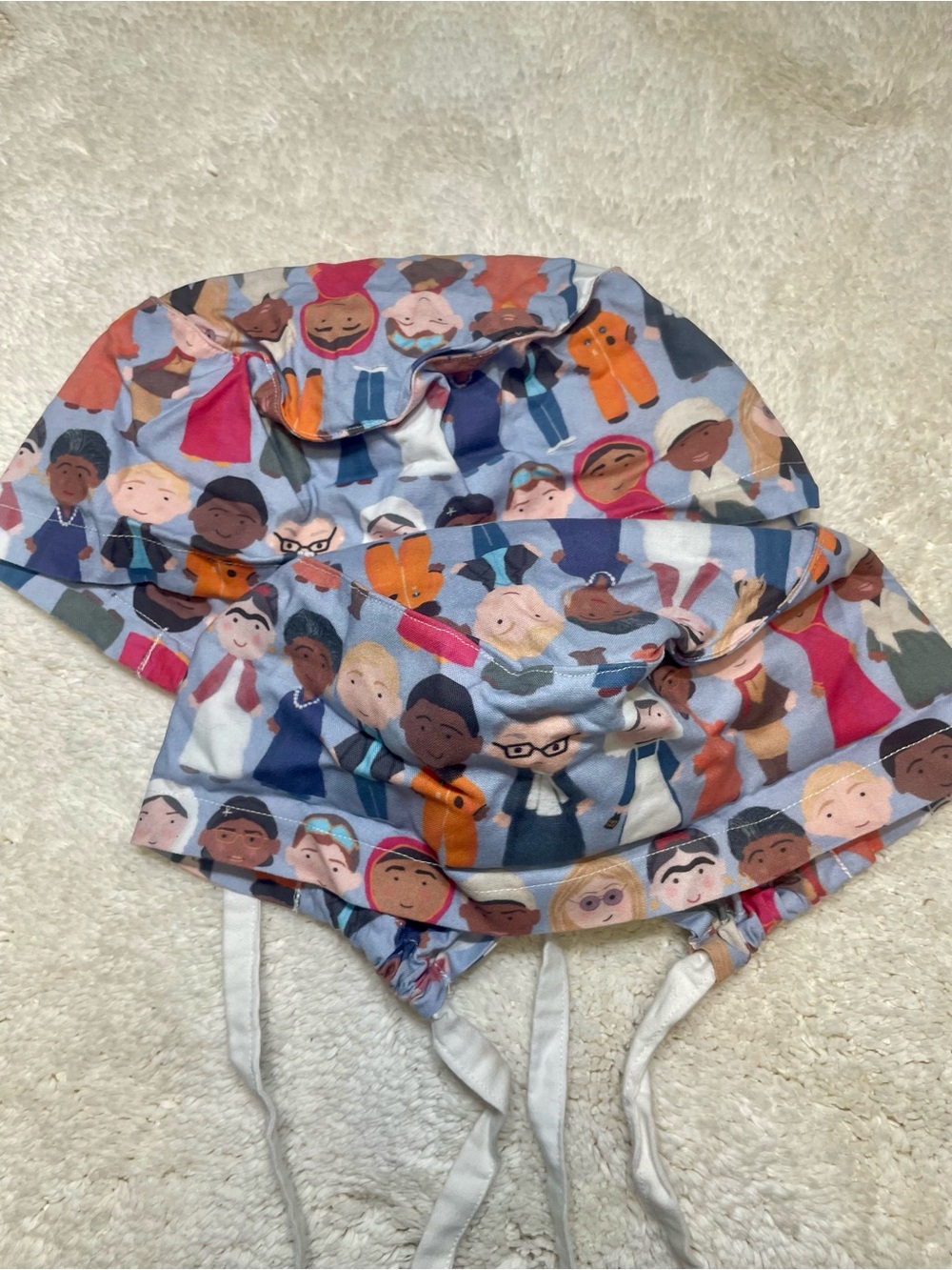 Set of 2 Women History Feminist Icon Surgical Scrub Caps Tie Back